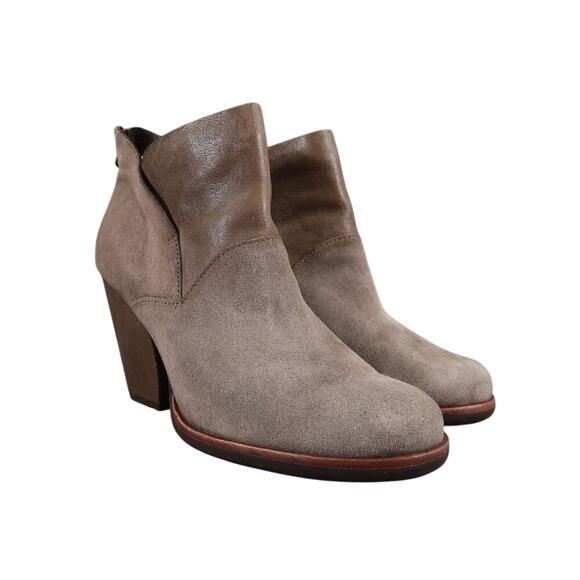 Kork Ease Shoes Womens 10 Booties Fashion Leather Suede Cuban Heel Comfort Taupe - Picture 1 of 15
